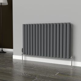 Oval Horizontal Radiator - Anthracite Grey - 600mm x 960mm (Double)