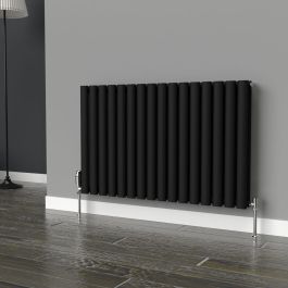 Oval Horizontal Radiator - Black - 600mm x 960mm - Double